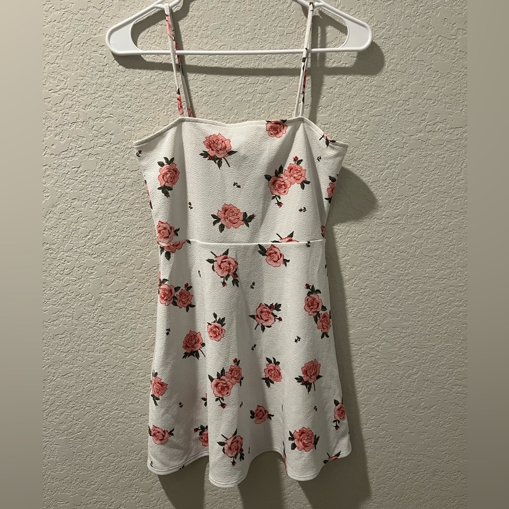 Divided White and Pink Floral Women’s Dress